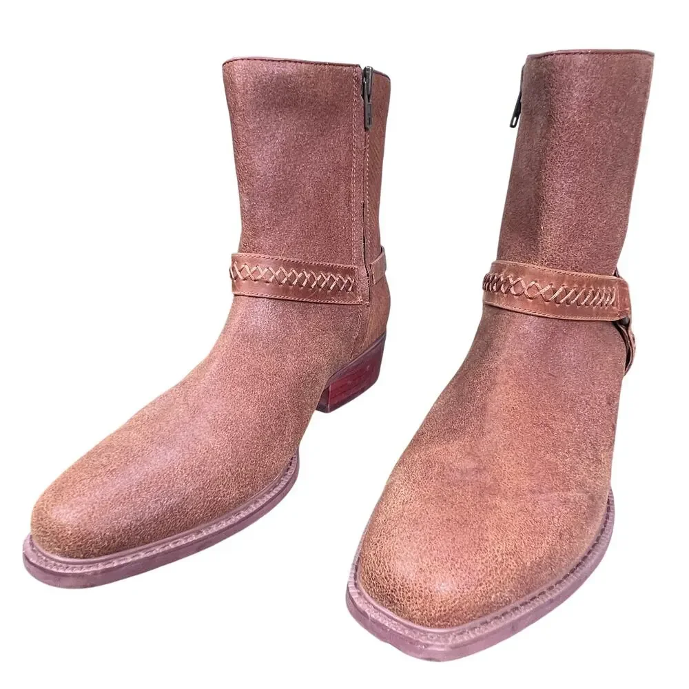 Dingo Butch Tan Brown Leather Harness Strap Western Cowboy Boots Size 12 D